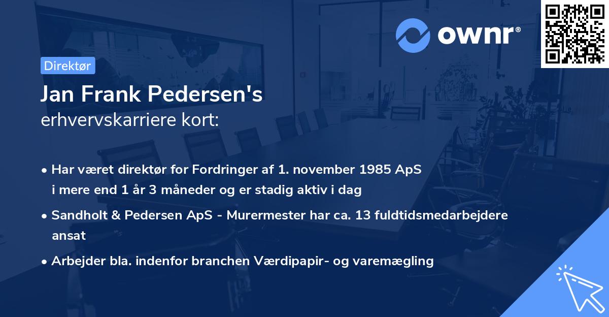 Jan Frank Pedersen's erhvervskarriere kort