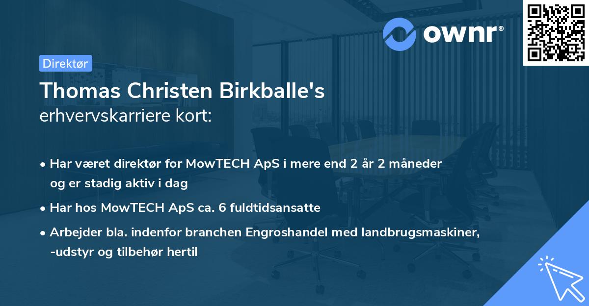 Thomas Christen Birkballe's erhvervskarriere kort