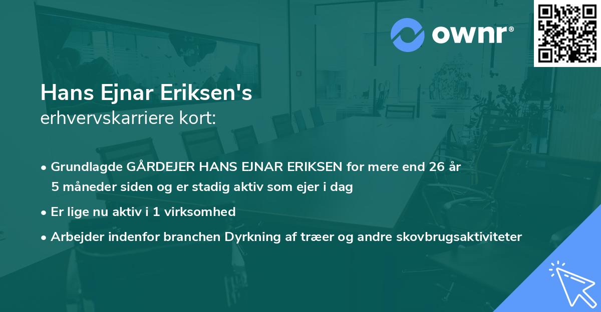 Hans Ejnar Eriksen's erhvervskarriere kort
