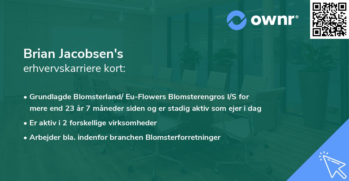 Brian Jacobsen's erhvervskarriere kort