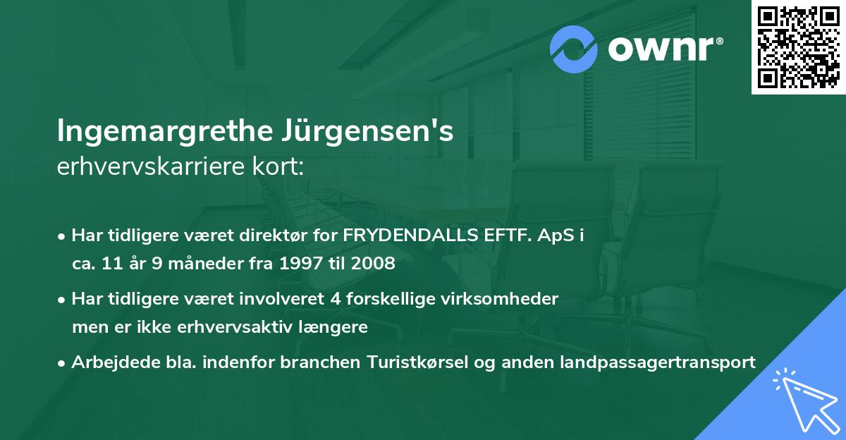 Ingemargrethe Jürgensen's erhvervskarriere kort