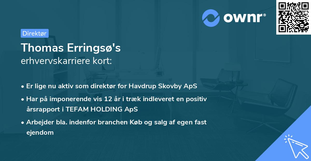 Thomas Erringsø's erhvervskarriere kort