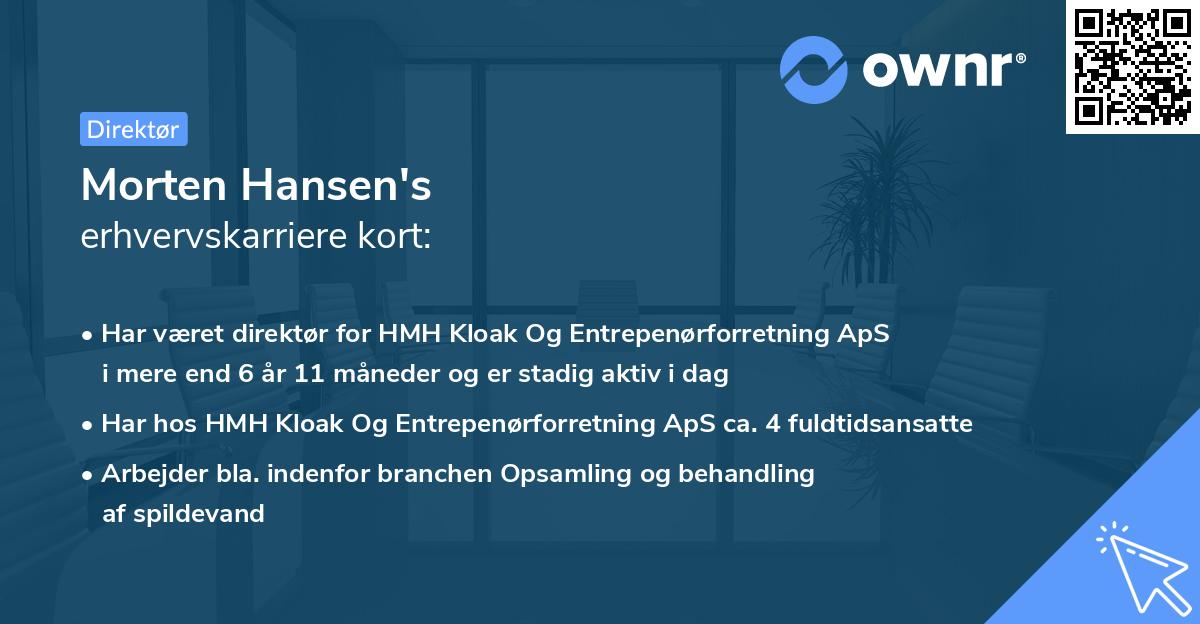 Morten Hansen's erhvervskarriere kort