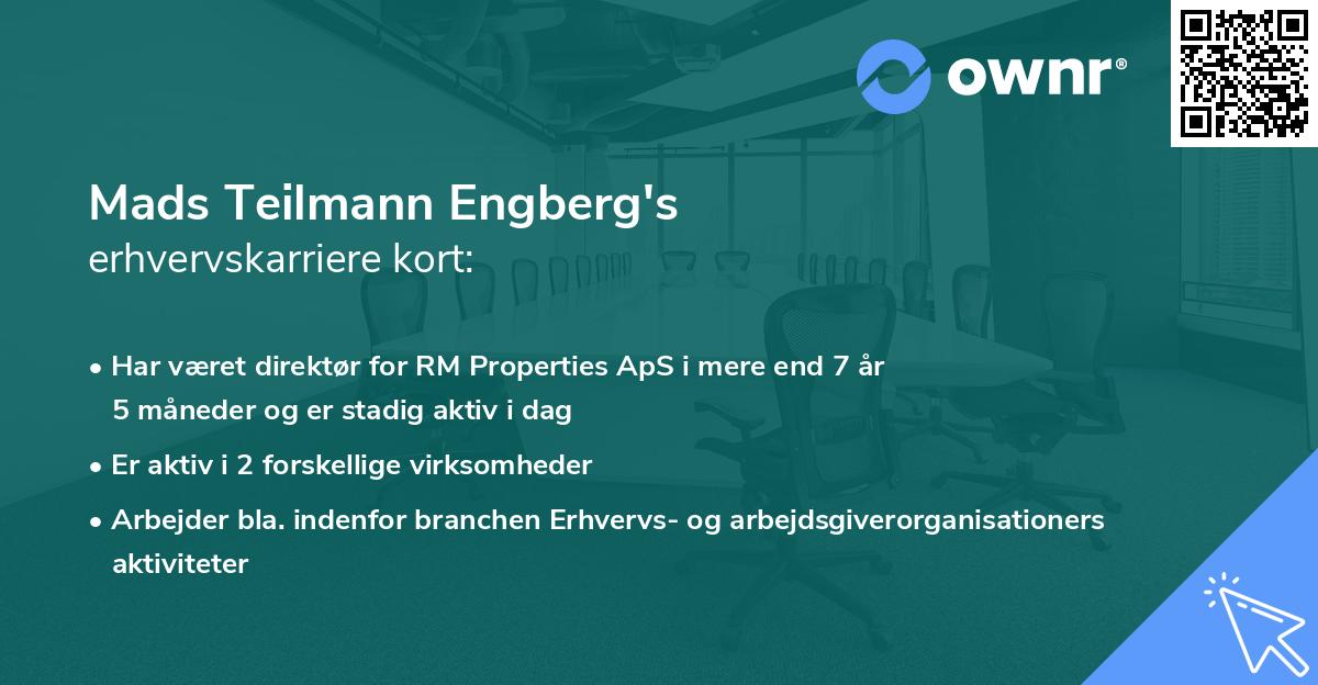 Mads Teilmann Engberg's erhvervskarriere kort