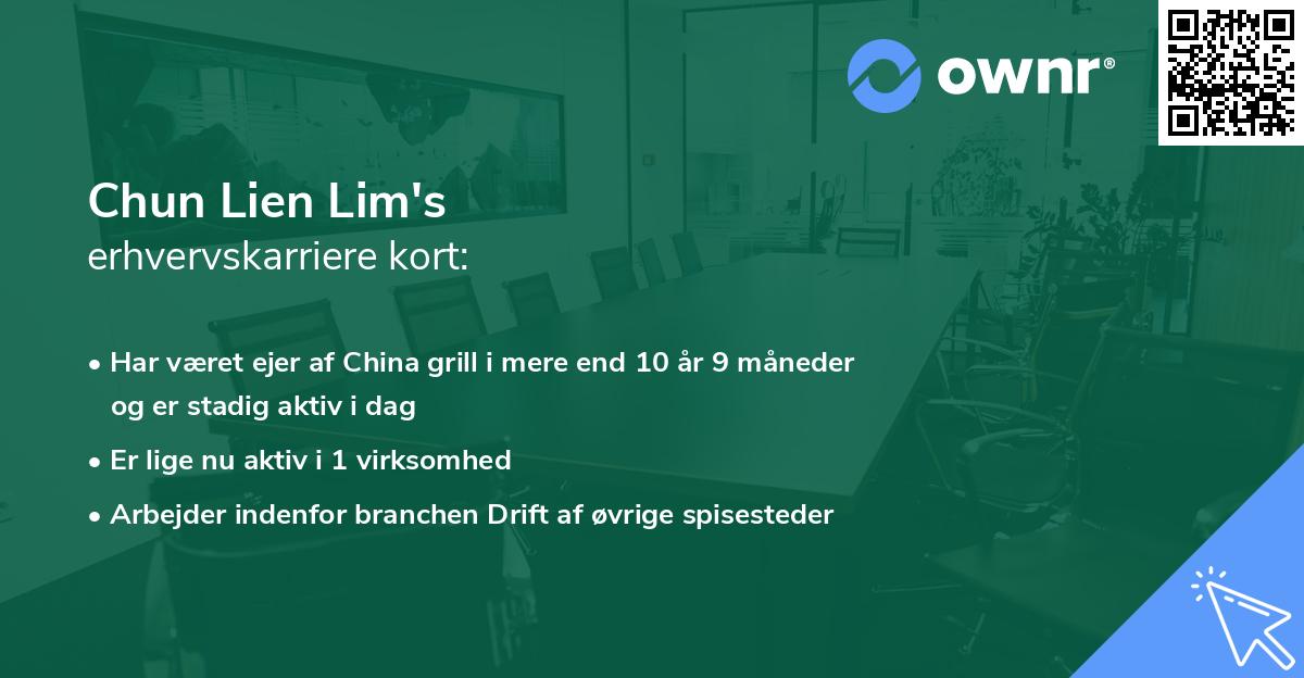 Chun Lien Lim's erhvervskarriere kort