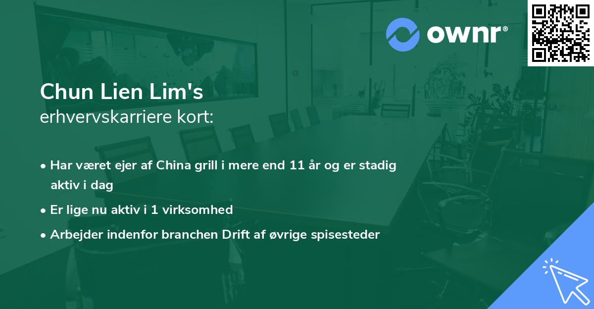 Chun Lien Lim's erhvervskarriere kort