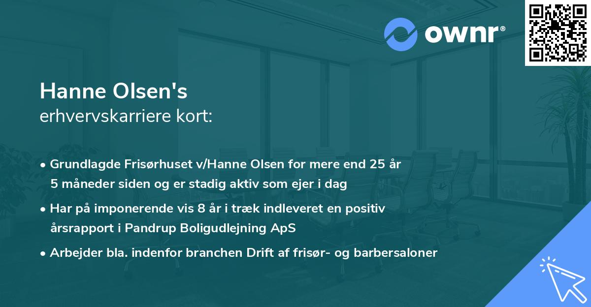 Hanne Olsen's erhvervskarriere kort