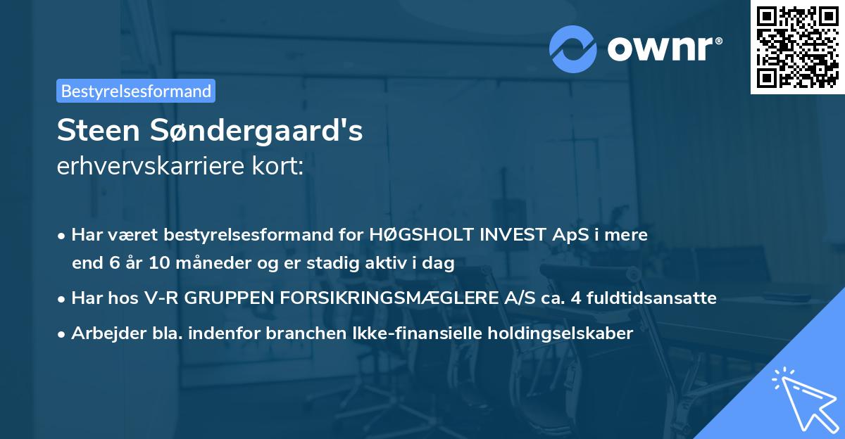Steen Søndergaard's erhvervskarriere kort