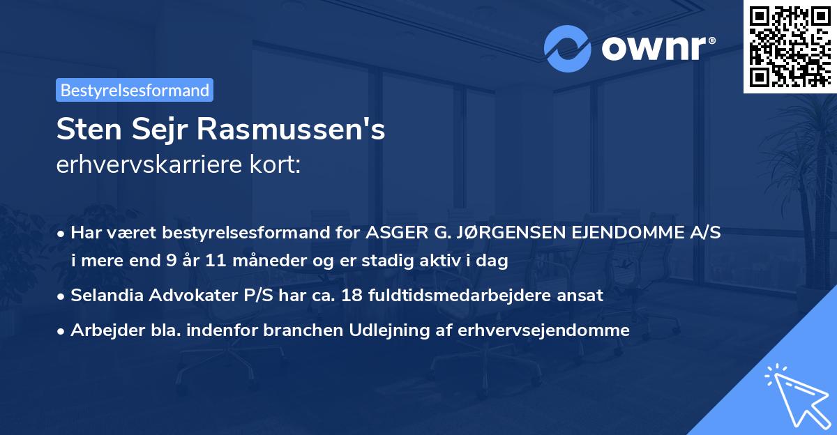 Sten Sejr Rasmussen's erhvervskarriere kort