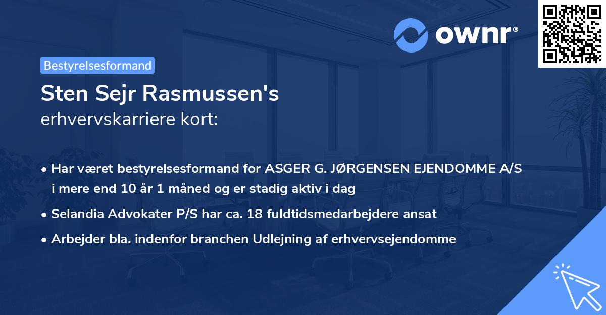 Sten Sejr Rasmussen's erhvervskarriere kort