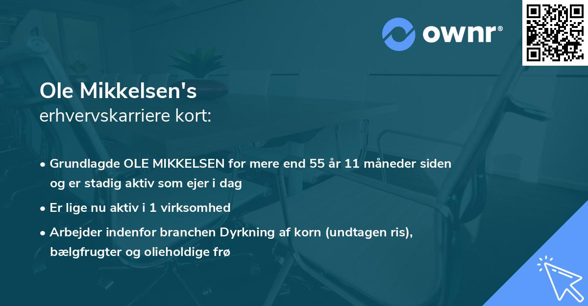 Ole Mikkelsen's erhvervskarriere kort