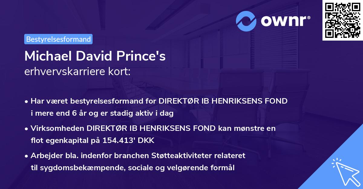 Michael David Prince's erhvervskarriere kort