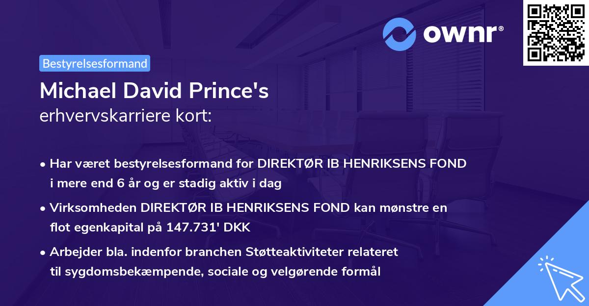 Michael David Prince's erhvervskarriere kort