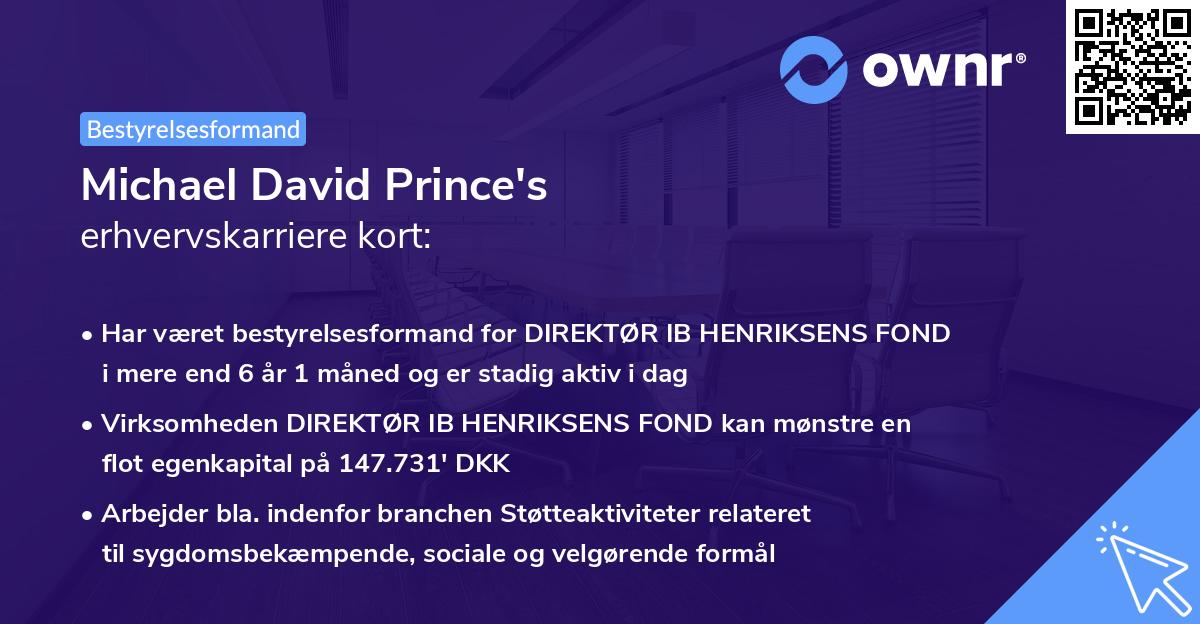 Michael David Prince's erhvervskarriere kort