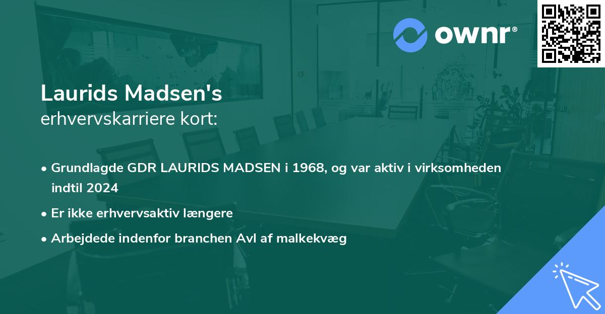 Laurids Madsen's erhvervskarriere kort