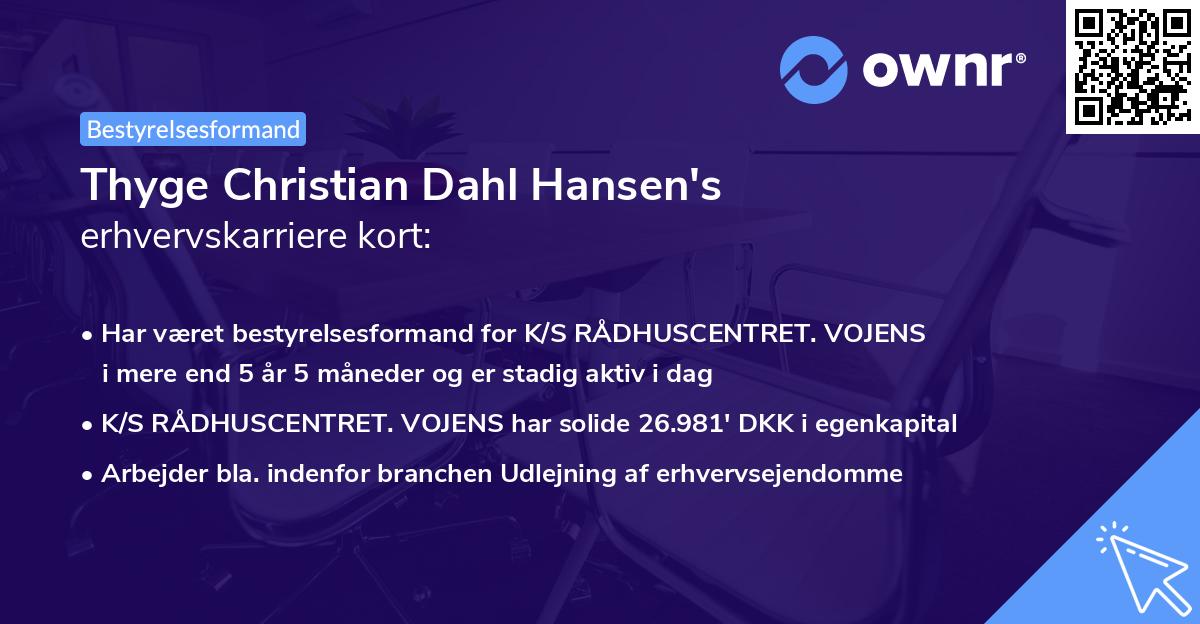 Thyge Christian Dahl Hansen's erhvervskarriere kort