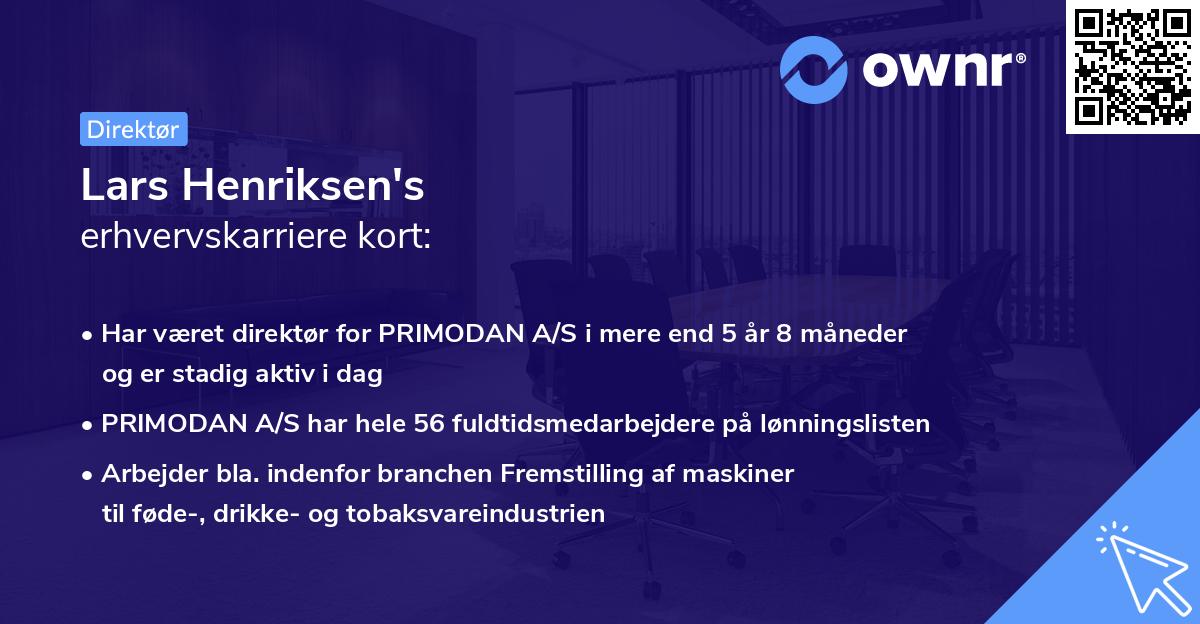 Lars Henriksen's erhvervskarriere kort