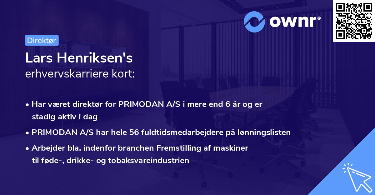 Lars Henriksen's erhvervskarriere kort