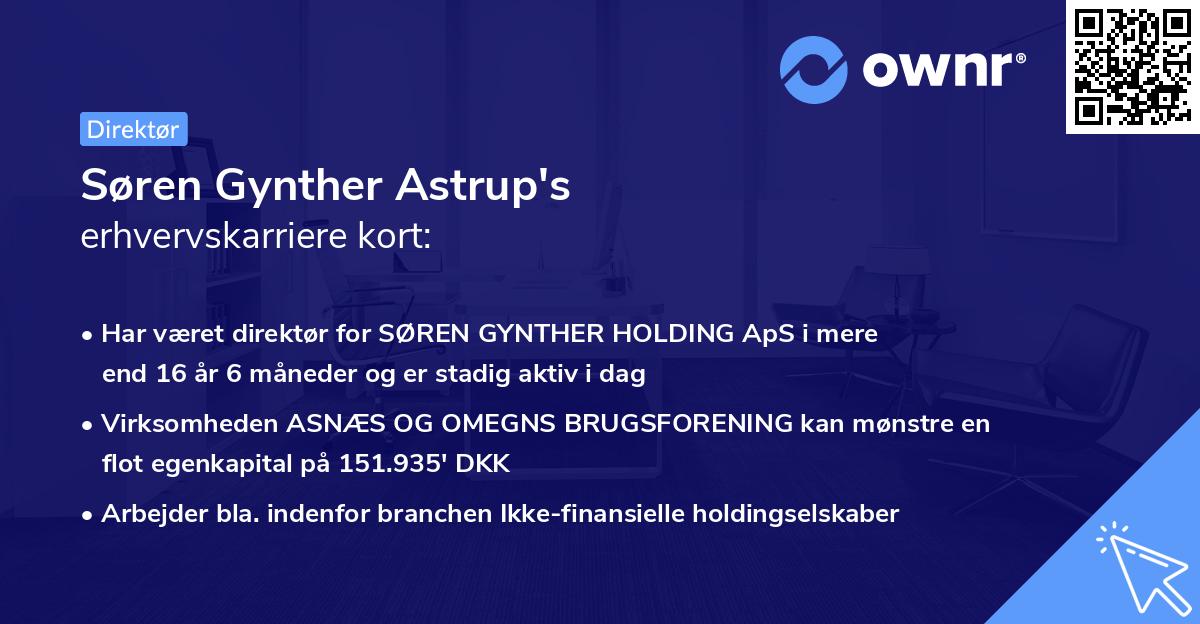 Søren Gynther Astrup's erhvervskarriere kort