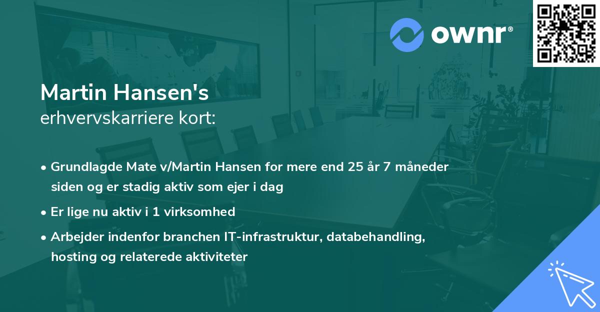 Martin Hansen's erhvervskarriere kort