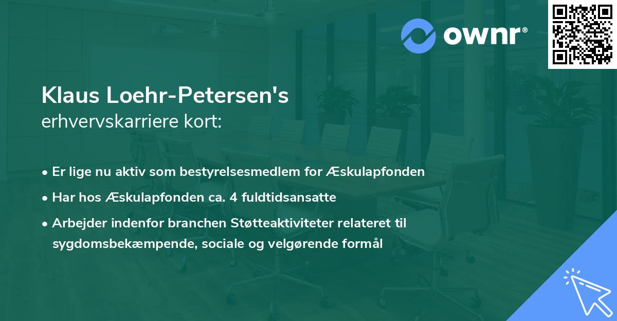 Klaus Loehr-Petersen's erhvervskarriere kort
