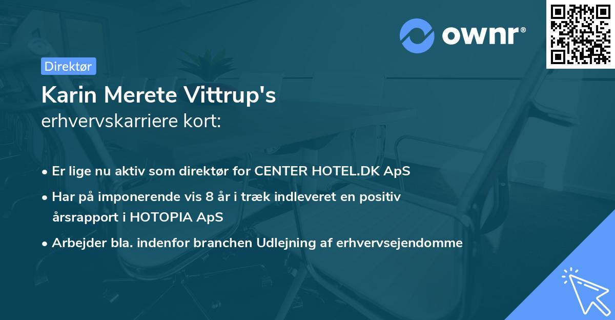 Karin Merete Vittrup's erhvervskarriere kort