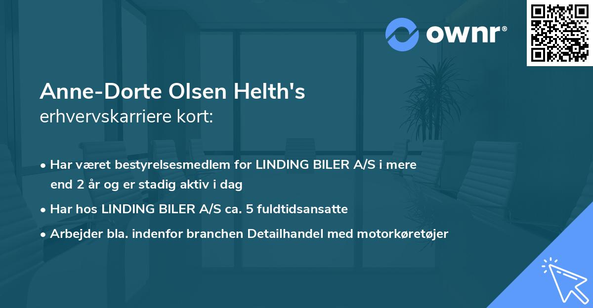 Anne-Dorte Olsen Helth's erhvervskarriere kort