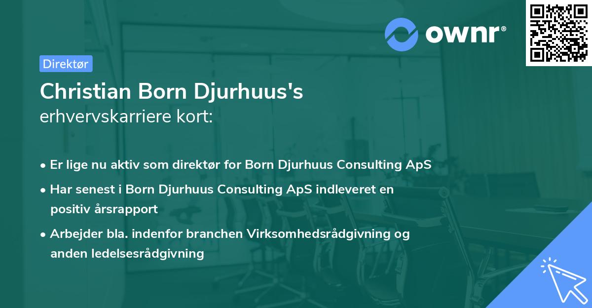 Christian Born Djurhuus's erhvervskarriere kort