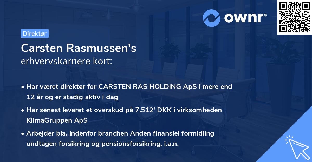 Carsten Rasmussen's erhvervskarriere kort