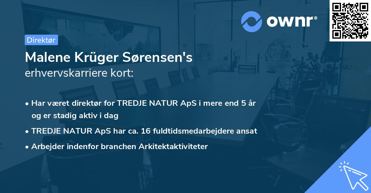 Malene Krüger Sørensen's erhvervskarriere kort
