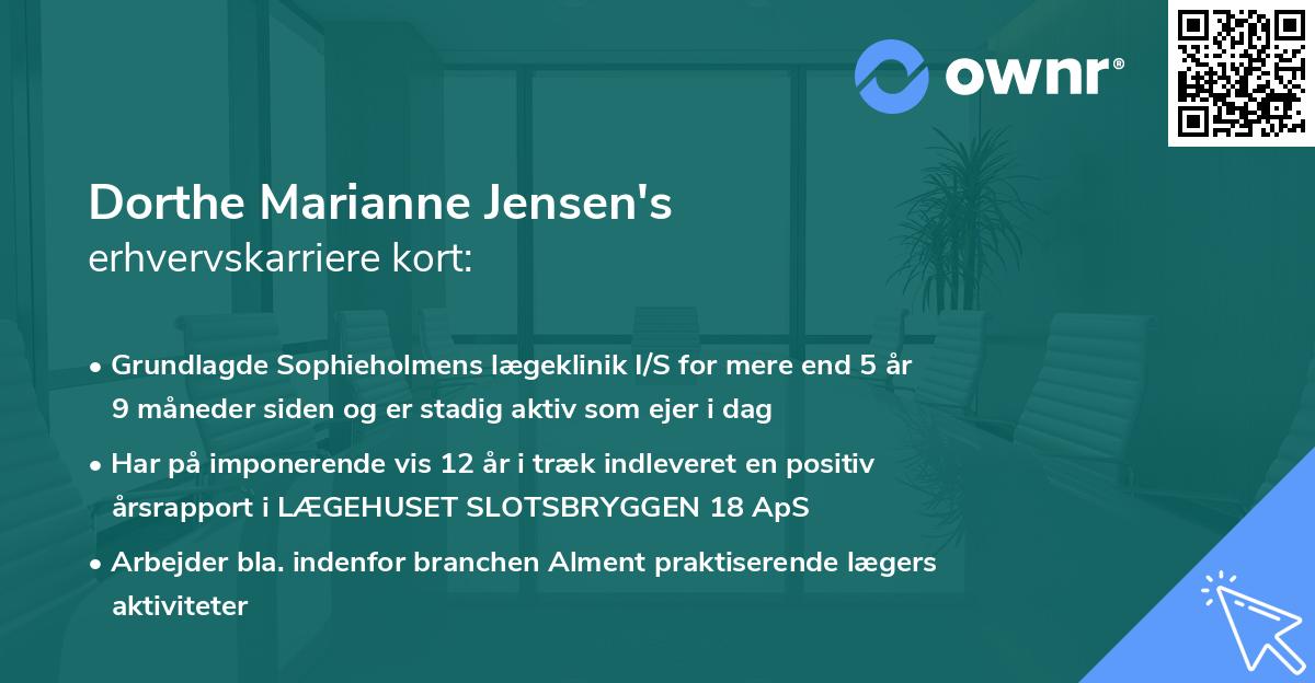 Dorthe Marianne Jensen's erhvervskarriere kort