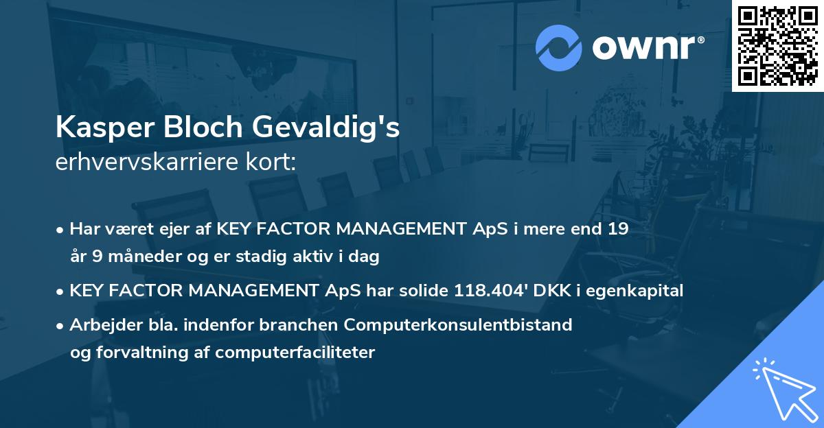 Kasper Bloch Gevaldig's erhvervskarriere kort
