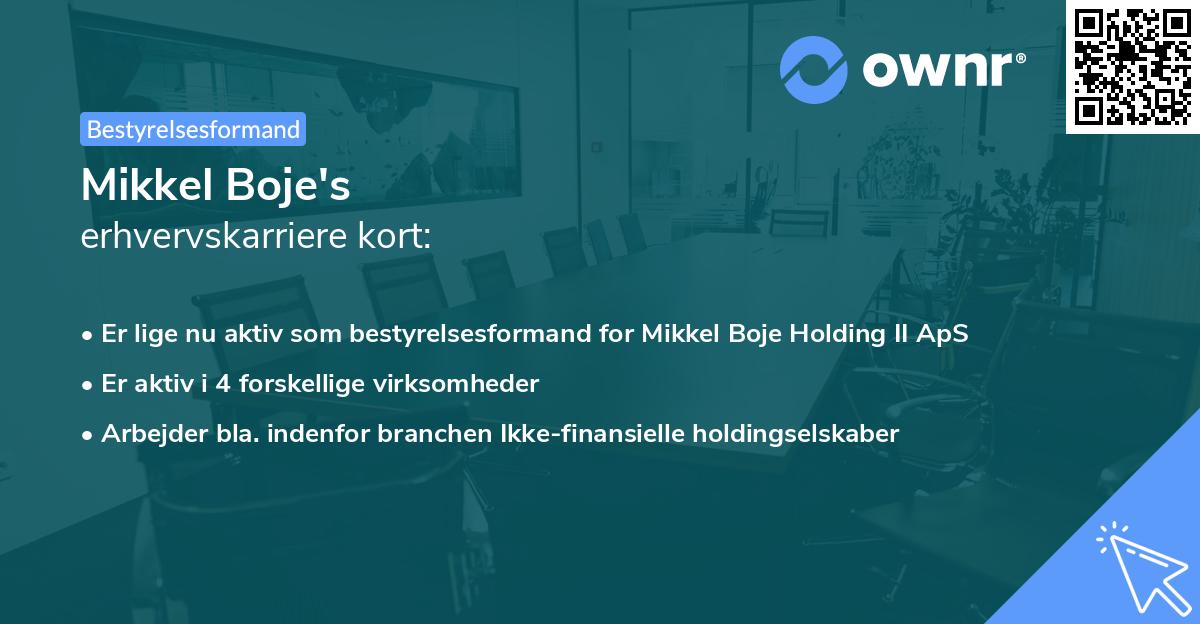 Mikkel Boje's erhvervskarriere kort