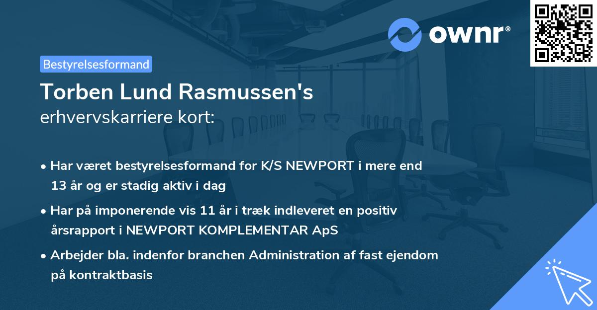 Torben Lund Rasmussen's erhvervskarriere kort