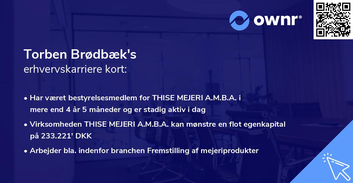 Torben Brødbæk's erhvervskarriere kort