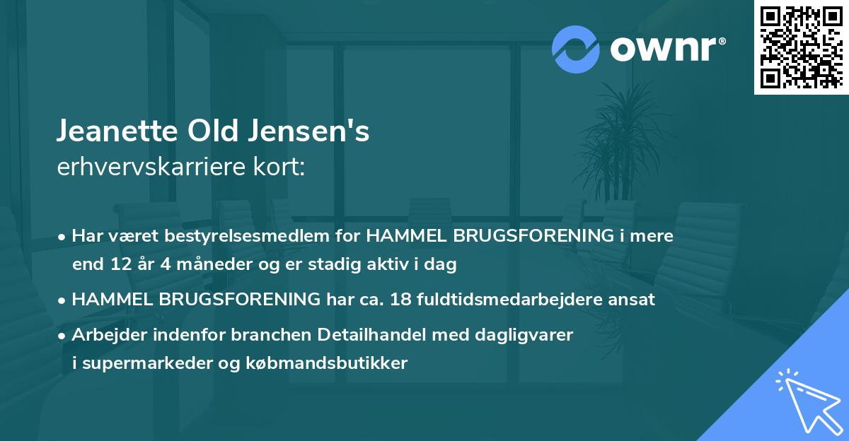 Jeanette Old Jensen's erhvervskarriere kort