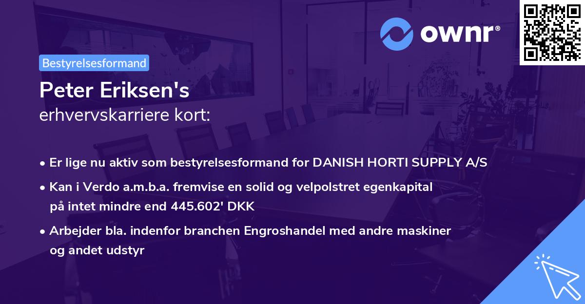 Peter Eriksen's erhvervskarriere kort