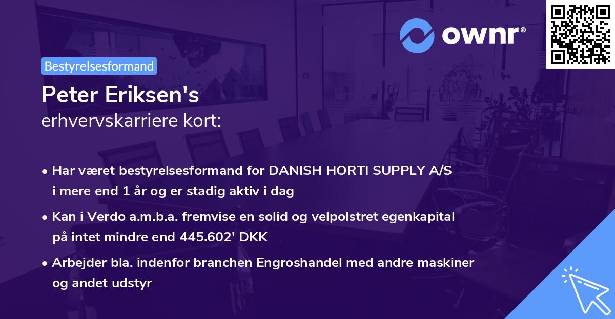 Peter Eriksen's erhvervskarriere kort