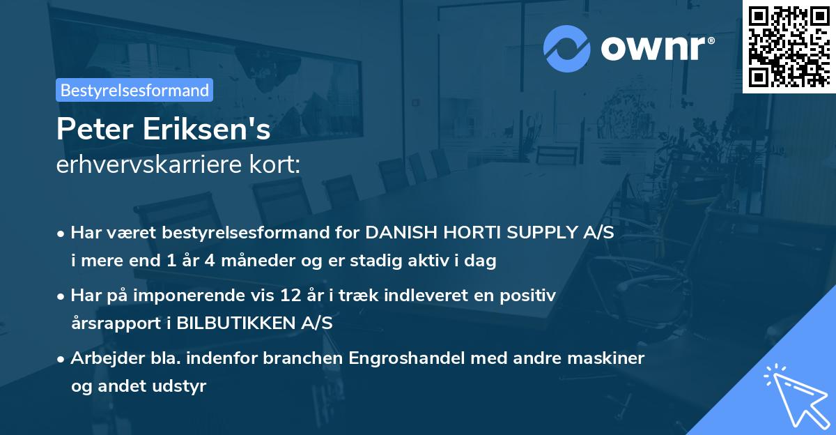 Peter Eriksen's erhvervskarriere kort