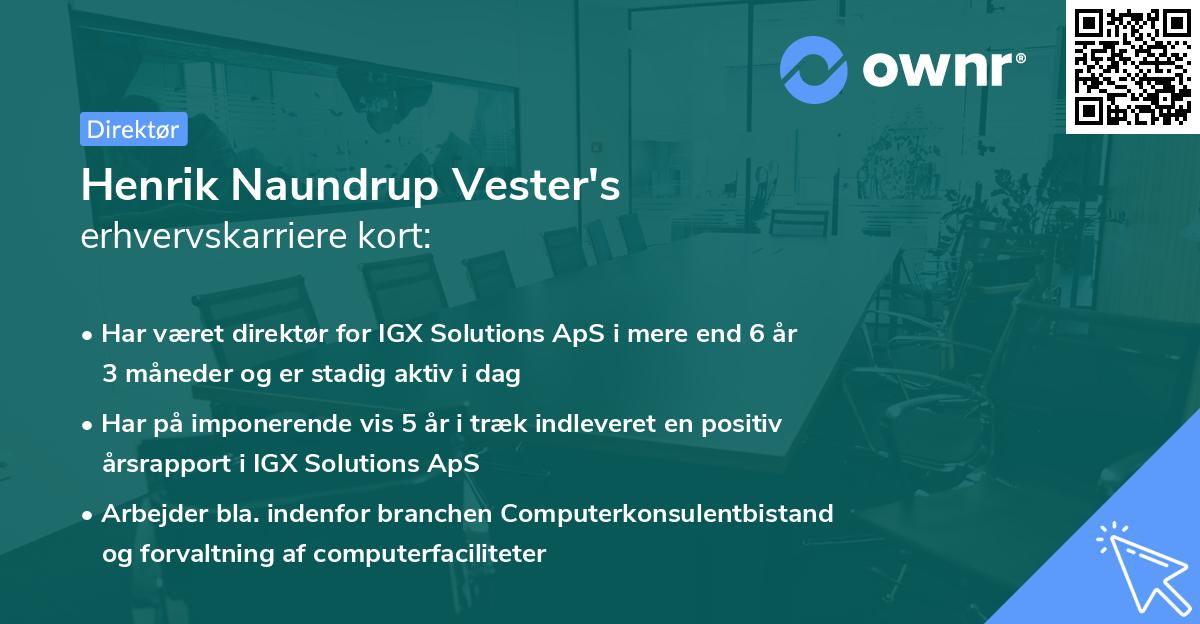 Henrik Naundrup Vester's erhvervskarriere kort