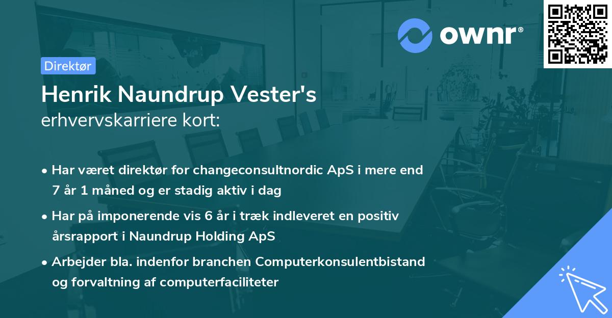Henrik Naundrup Vester's erhvervskarriere kort