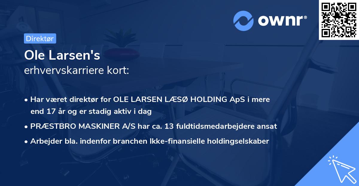 Ole Larsen's erhvervskarriere kort