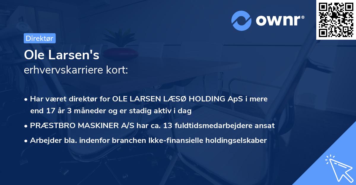 Ole Larsen's erhvervskarriere kort