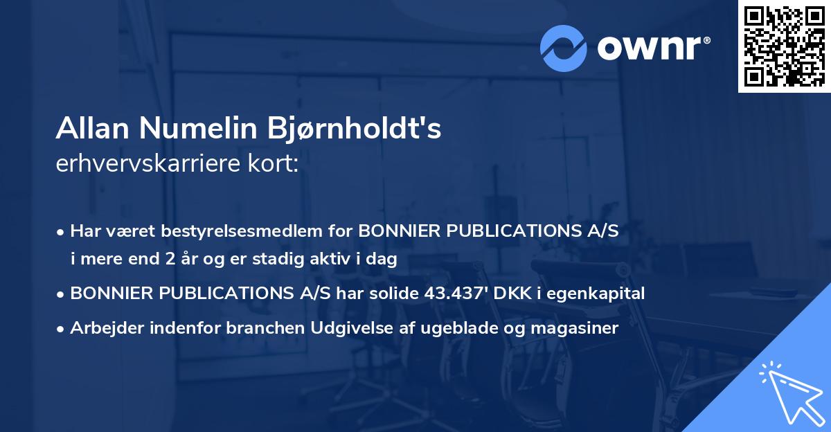 Allan Numelin Bjørnholdt's erhvervskarriere kort