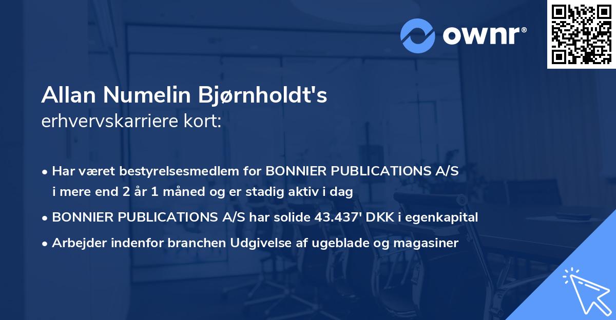 Allan Numelin Bjørnholdt's erhvervskarriere kort