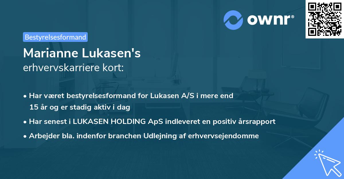 Marianne Lukasen's erhvervskarriere kort
