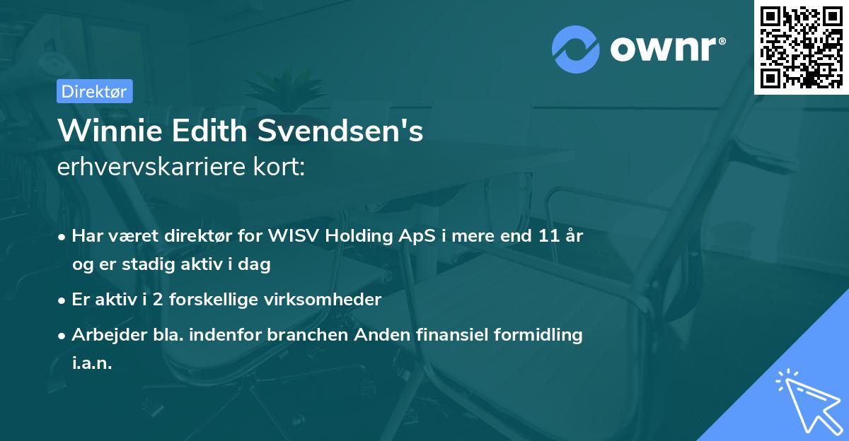 Winnie Edith Svendsen's erhvervskarriere kort