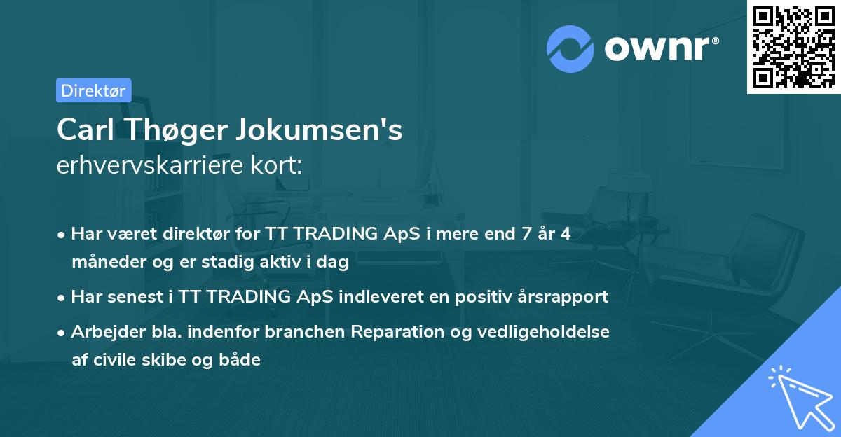 Carl Thøger Jokumsen's erhvervskarriere kort