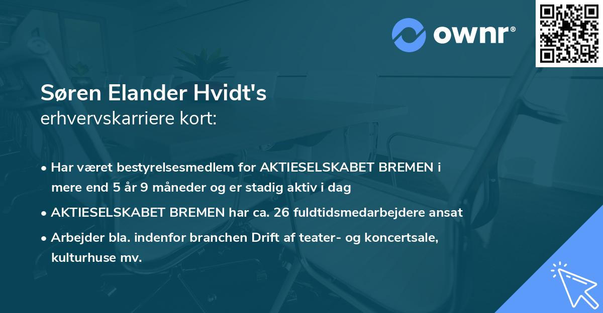 Søren Elander Hvidt's erhvervskarriere kort