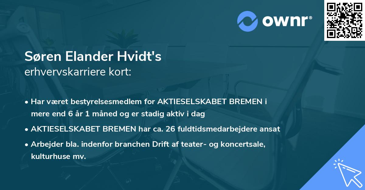Søren Elander Hvidt's erhvervskarriere kort